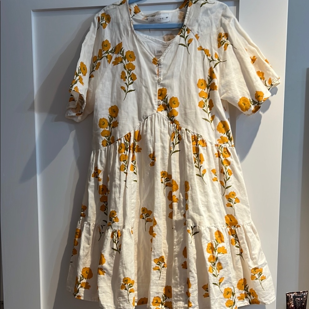 Floral Kids Dress in Cream and Yellow